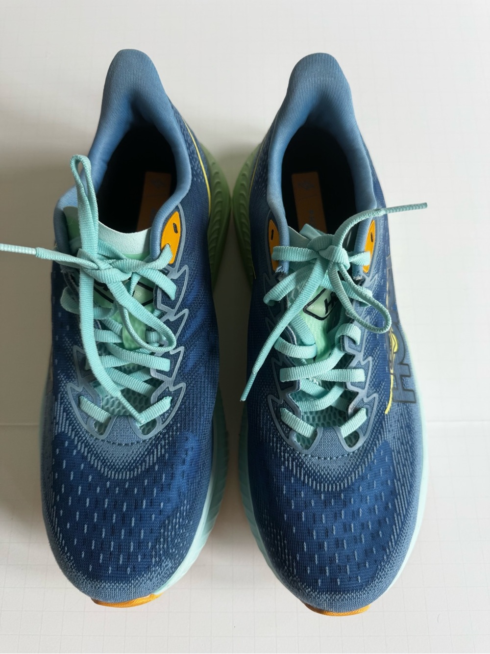 Hoka one one, dusk shadow Blue and Mint Athletic Running Shoes